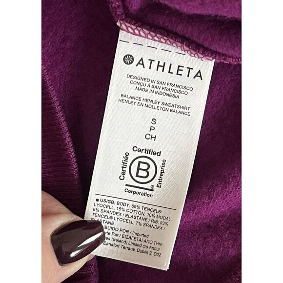 Athleta Balance Henley Sweatshirt Women's Sz S Exotic Fuchsia NWT - Picture 8 of 9